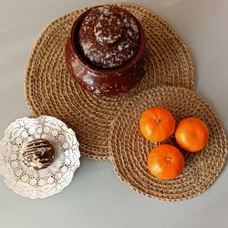 round hemp coasters handmade mats for mugs and plates coasters for drinks