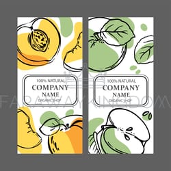 peach mango labels vertical sketch vector illustration set