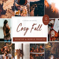 12 cozy fall lightroom presets | travel blogger presets  mobile & desktop presets