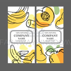peach banana labels vertical sketch vector illustration set