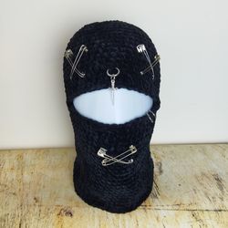 Goth balaclava unisex Gothic ski mask Punk balaclava black color Dark industrial style balaclava face mask
