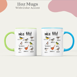 Nice Tits Coffee Mug, Bird Lovers Gift, Funny Bird Watchers, Fowl Language, Great Tits, Tit Birds, Blue Tit, Boob Mug