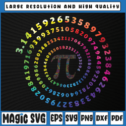 spiral pi color numbers png, math funny pi day png, math teacher geek png, pi day png, digital download