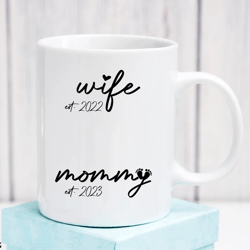mothers day gifts, new mom, wife gift, baby shower gift idea, personalized wife to mom mug first time mommy