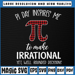 pi day inspires me to make irrational png, funny buffalo plaid pi png, pi day svg, digital download
