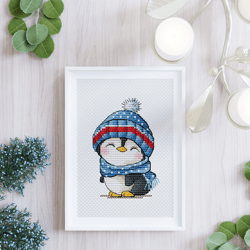 Baby Penguin Cross Stitch Pattern PDF, Bird Cross Stitch, Small Cross Stitch, Christmas Gift, Instant Download, Holiday