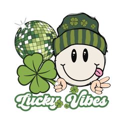 lucky vibes st patricks day svg retro groovy lucky smile digital file