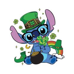 Happy St Patricks Day Baby Stitch SVG PNG Disney Character SVG Cutting Files