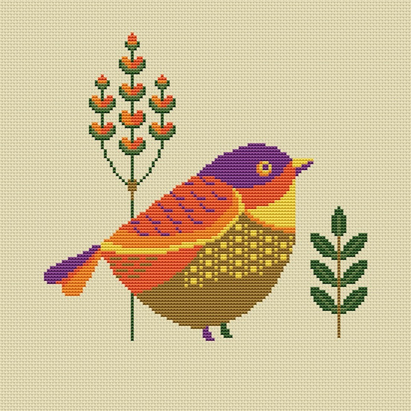 Floral Bird cross stitch pattern
