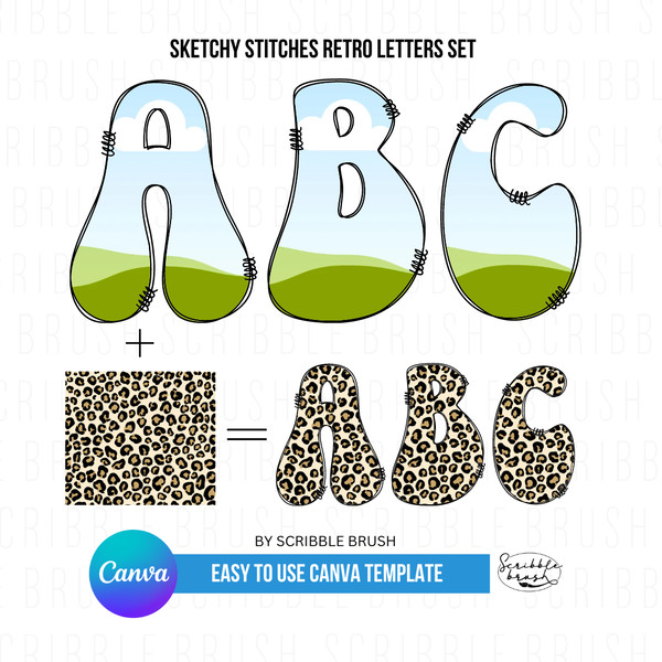 Sketchy Stitches Retro Alpha Set Letters Canva Photo Frame Canva Template.png