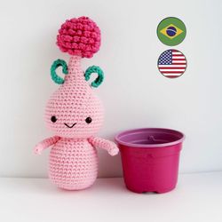 crochet pattern flower onion allium bulb doll. diy amigurumi toy crochet pattern, pdf file digital download.