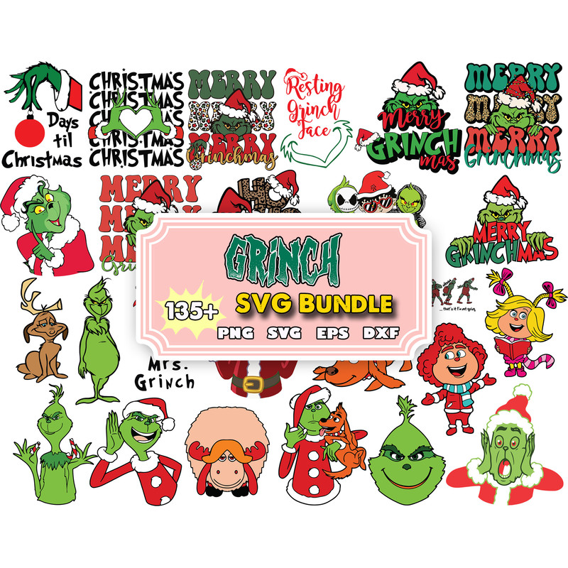 135 The Grinch Svg Bundle Layered Item, Clipart, Cricut, Digital Vector Cut Files.jpg