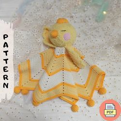 Crochet Chick Baby Lovey Amigurumi Pattern PDF, Baby Comforter Blanket, Sleeping Toy For Baby