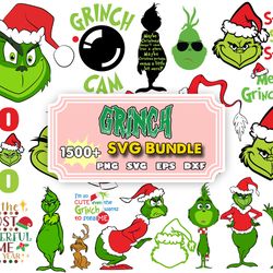 1500 the grinch svg bundle layered item, clipart, cricut, digital vector cut files