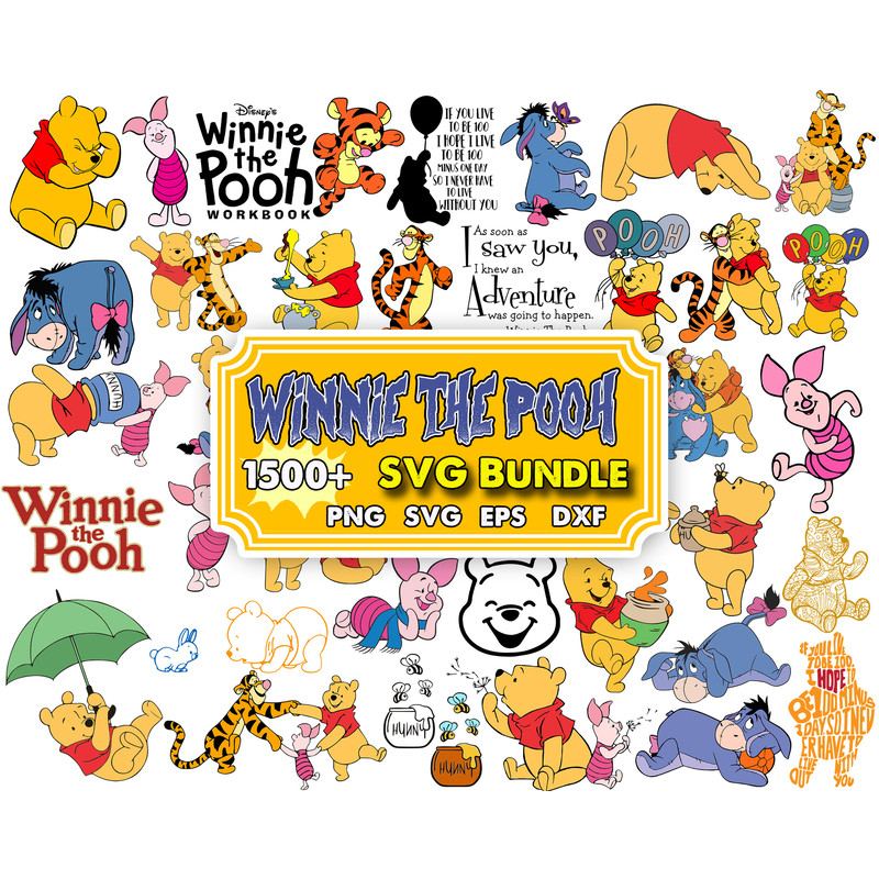 1500 Winnie The Pooh LAYERED SVG Designs, Pooh svg png bundle for cricut, Tigger Eeyore and Piglet files.jpg