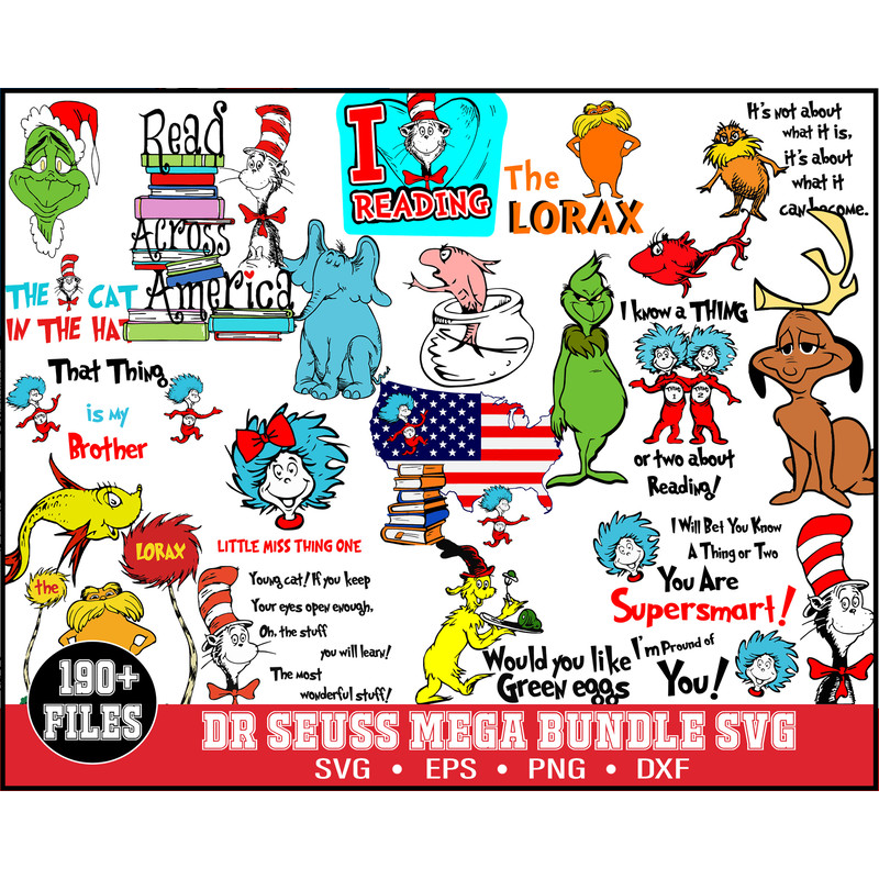 190 Dr Seuss Svg Bundle Layered Item, Dr. Seuss Quotes Cat In The Hat Svg Clipart, Cricut, Digital Vector Cut File, Cat And The Hat.jpg