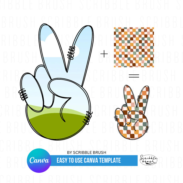 Sketchy Stitches Peace Sign Photo Frame Canva Template.png
