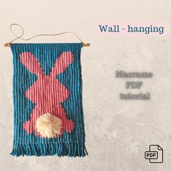 Macrame Easter Bunny Pattern / Pixel Rabbit Macrame Wall Hanging PDF Tutorial / DIY spring decor / Cute Wall Hanging