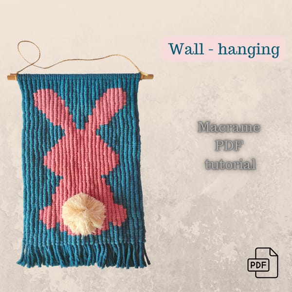 Macrame Easter Bunny Pattern Pixel Rabbit Macrame Wall Han Inspire macrame-easter-bunny-pattern-pixel-rabbit-macrame-wall-han-inspire