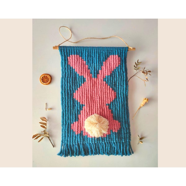 Macrame Rabbit Pattern Macrame Easter Bunny Pattern / Pixel Rabbit Macrame Wall Han | Inspire ...