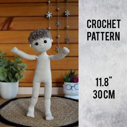 Crochet body boy doll amigurumi pattern, crochet basic doll amigurumi Eng PDF