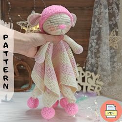 Lamb Baby Lovey Crochet Pattern, Sheep Security Blanket PDF Crochet Pattern, Baby Comforter Crochet Tutorial