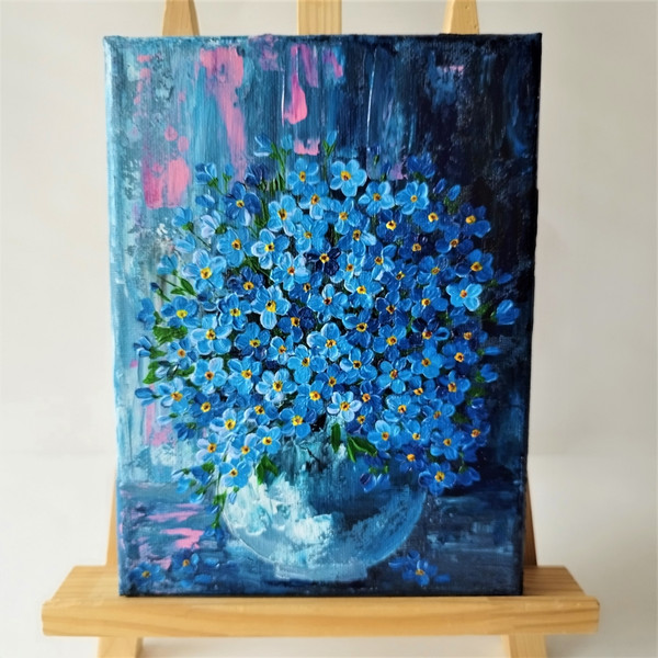 Bouquet-art-acrylic-painting-forget-me-nots-on-stretch-canvas-artwork-wall-decor.jpg