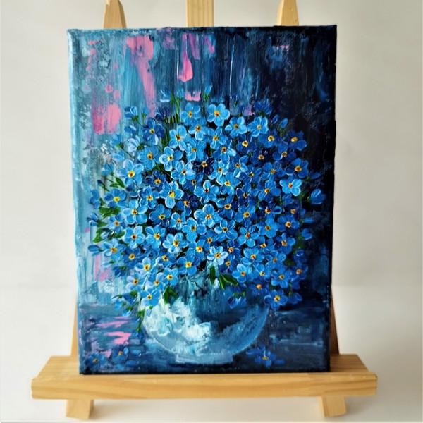Forget-me-nots-painting-impasto-on-stretch-canvas-small-art-wall-decor.jpg