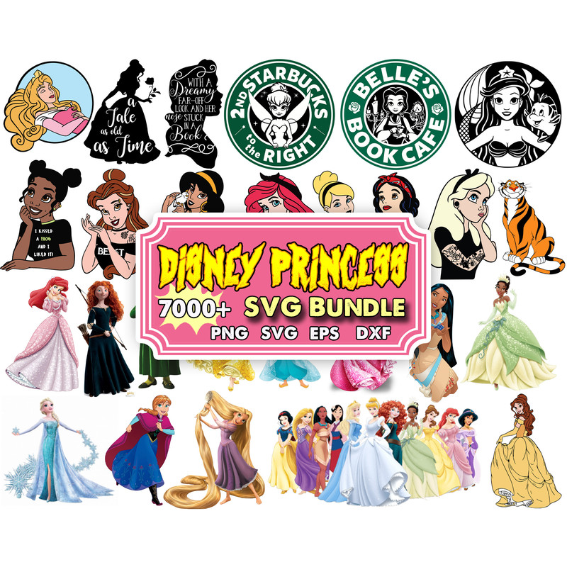 7000 Disney Princess SVG Bundle, Frozen svg, Snow White svg, Little Mermaid svg, princess clipart, princess png, Ariel svg.jpg