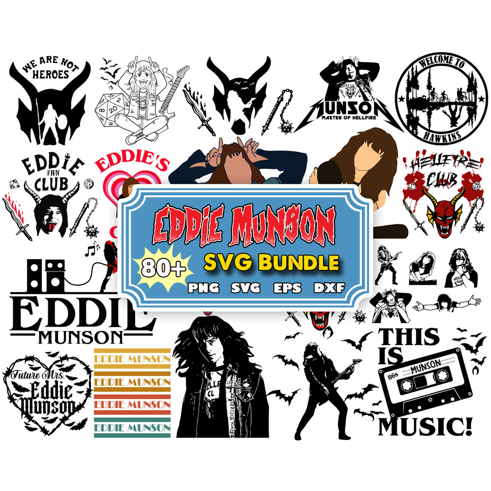 80 Eddie Munson Bundle,Eddie Munson Silhouette SVG, Joseph Quinn,Eddie Munson SVG,PNG,dxf,eps.jpg