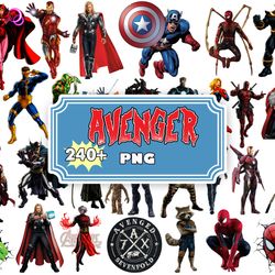 avengers clipart png, avengers bundle png, marvel clipart png, super heroes, iron man, captain america, hulk, thor, hawk