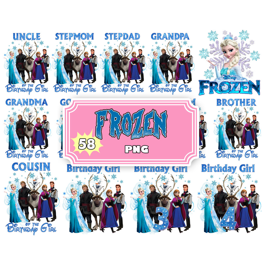 Frozen Birthday PNG, Frozen Clipart Bundle, Elsa PNG, Frozen 2 Clipart Olaf Instant Download, Frozen PNGs for Iron on tshirt sublimation.jpg