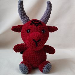 Crochet baphomet plush pattern, baphomet amigurumi, creepy cute doll pattern