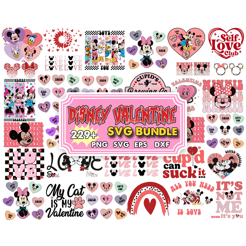 Valentine's Day SVG Bundle, Disney Valentine Svg, Valentine Design for Shirts, Valentine Svg, Valentine Cut Files, Cricut, Silhouette, Png.jpg