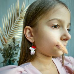 Little mouse earrings are cute, funny trendy kids girly jewelry