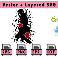 itachi anime svg, itachi cricut file, itachi cut files, itachi layered digital vector file, itachi digital