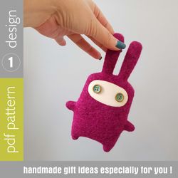 little pink rabbit sewing pattern pdf tutorial in english, bunny doll pattern, stuffed animal sewing diy