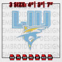 LIU Sharks Embroidery files, NCAA D1 teams Embroidery Designs, NCAA Sharks, Machine Embroidery Pattern