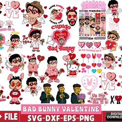 140 file bad bunny valentine svg eps dxf png, bad bunny valentine bundle svg, for cricut, vector file, digital, file cut