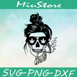 messy bun smoking cannabis svg,png,dxf,cricut
