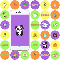 140 bright lifestyle highlight instagram icons. caarton social media icons. colors icons.