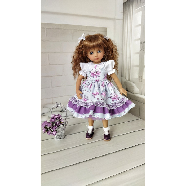 With lilac flowers dress for Little Darling dolls-1.jpg
