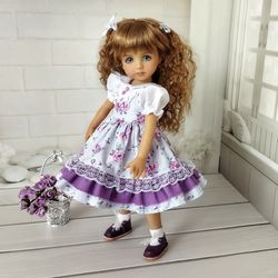 With lilac flowers dress for Little Darling Dianna Effner dolls