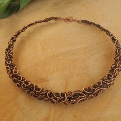 cuff necklace copper wire necklace  wire wrapped jewelry wire wrap necklace antique modern necklace  rustic choker
