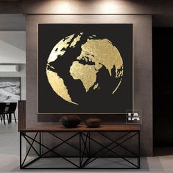 Earth Planet Painting Original Art Texture Modern Painting Contemporary Art Earth Painting Gold Leaf Art Gold Painting