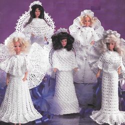 fashion doll angels dress barbie vintage crochet pattern pdf fashion doll size 11 1/2 inches