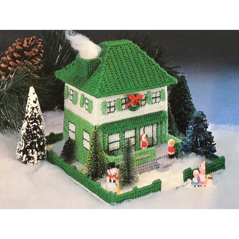 vintage-pattern-plastic-canvas-house-green