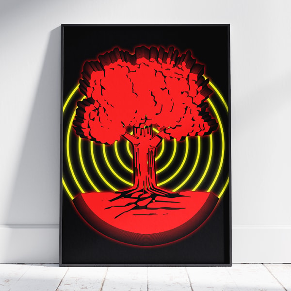 Red Tree Painting Tree Wall Art Landscape Illustration - Inspire Uplift