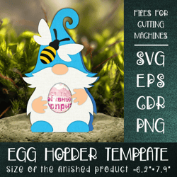 Gnome and Bee | Easter Egg Holder Template SVG