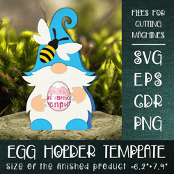 gnome and bee | easter egg holder template svg